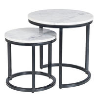 COUCHTISCH-SET - Marmor, 2-teilig - Schwarz/Weiß, Naturmaterialien/Metall (45/45/45cm) - home24