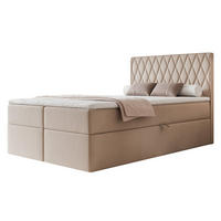 BOXBETT PONTI 120x200 cm Beige (Samt) - mit 2 Bettkästen, Bonellmatratze und vertikaler Rautensteppung - Beige, Holzwerkstoff/Textil (120/200cm) - Ravio