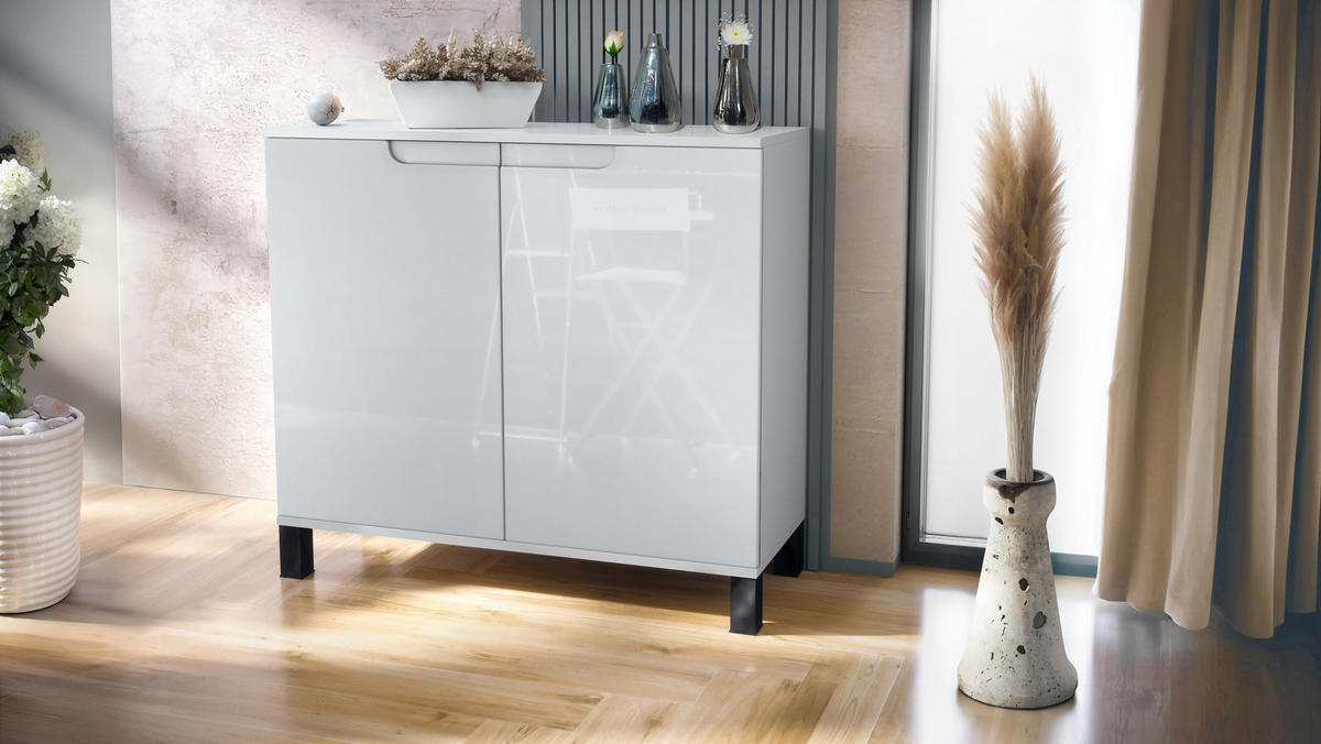 KOMMODE Sylt Weiß Hochglanz - Weiß Hochglanz, Holzwerkstoff (92.5/84.5/35cm) - Vladon