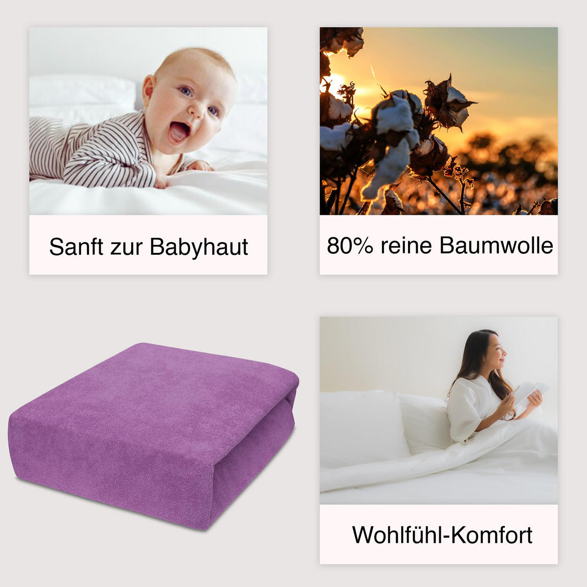 SPANNBETTLAKEN 80/160 cm, Jersey Elastisch 100 % Baumwolle Violett - Violett, Textil (80/160cm) - Best For Home