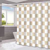 DUSCHVORHANG SET Beige kariert 180 x 180 cm wasserdicht dekorativ für Küche Badezimmer - Multicolor, Textil (180/180cm) - MCBOSON