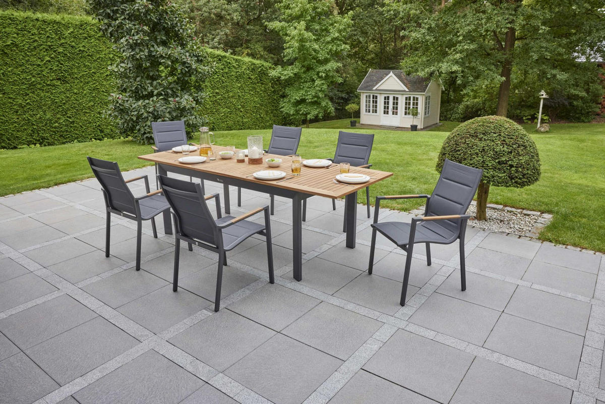 STAPELSTUHL New Jersey, Teakholz-Metall, Anthrazit - Anthrazit, Metall (68/92/61cm) - dasmöbelwerk