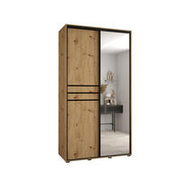 SCHWEBETÜRENSCHRANK 235,2/130/60 2-türig - Schwarz/Eiche Artisan, Holz/Metall (130/235/60cm) - Abiks Möbel