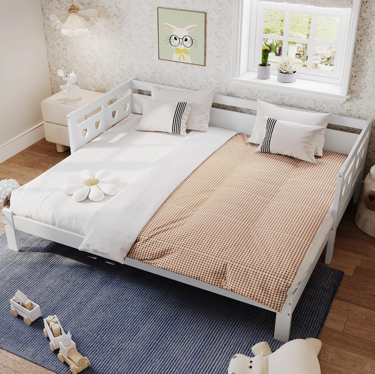 TAGESBETT 90/190 cm Weiß aus Kiefer massiv mit 2 Schlafgelegenheit - Weiß, Holzwerkstoff (90/190cm) - OKWISH