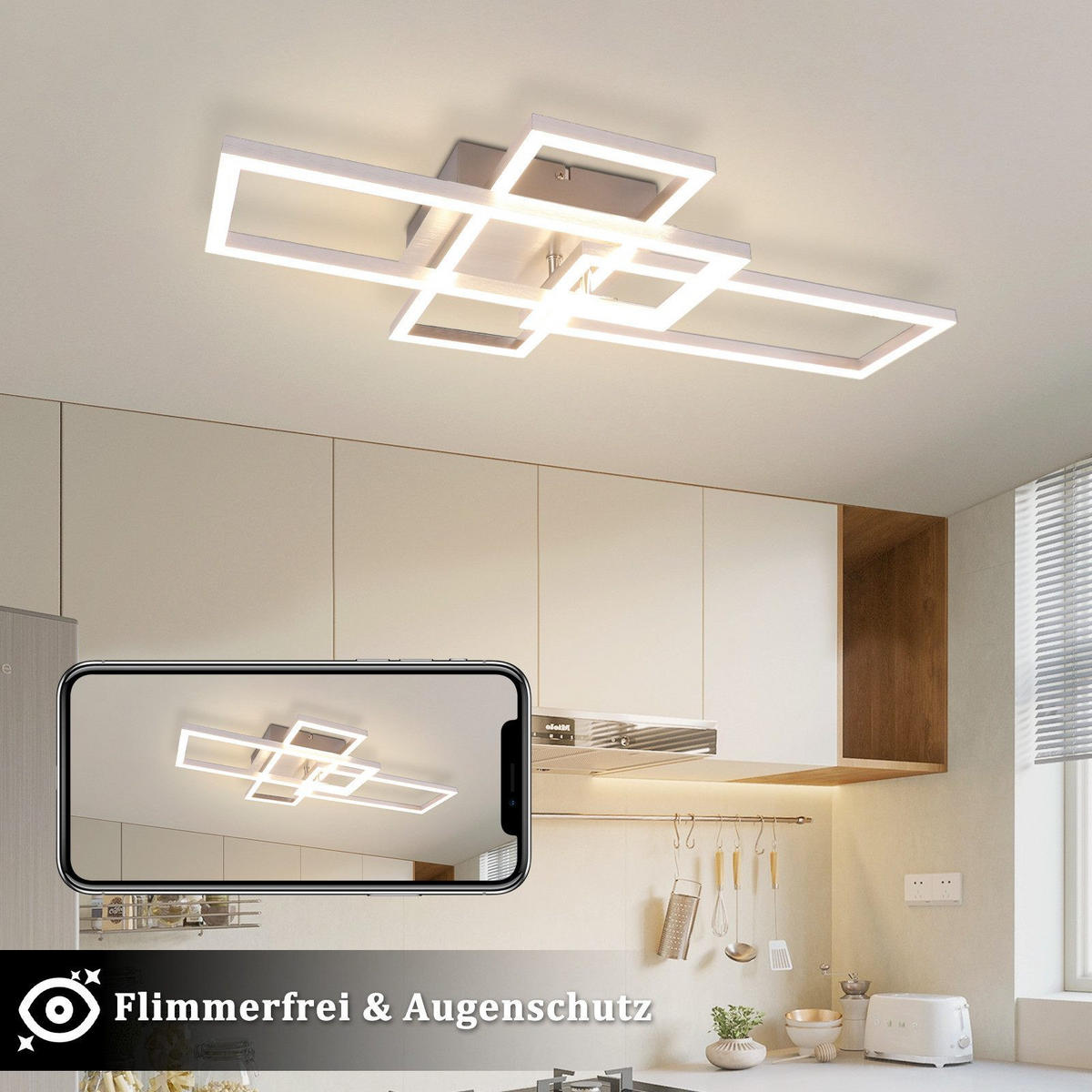 LED-DECKENLEUCHTE Mapp 64.5/35/9.5 cm - Silberfarben, Metall (35/64.5/9.5cm) - Nettlife