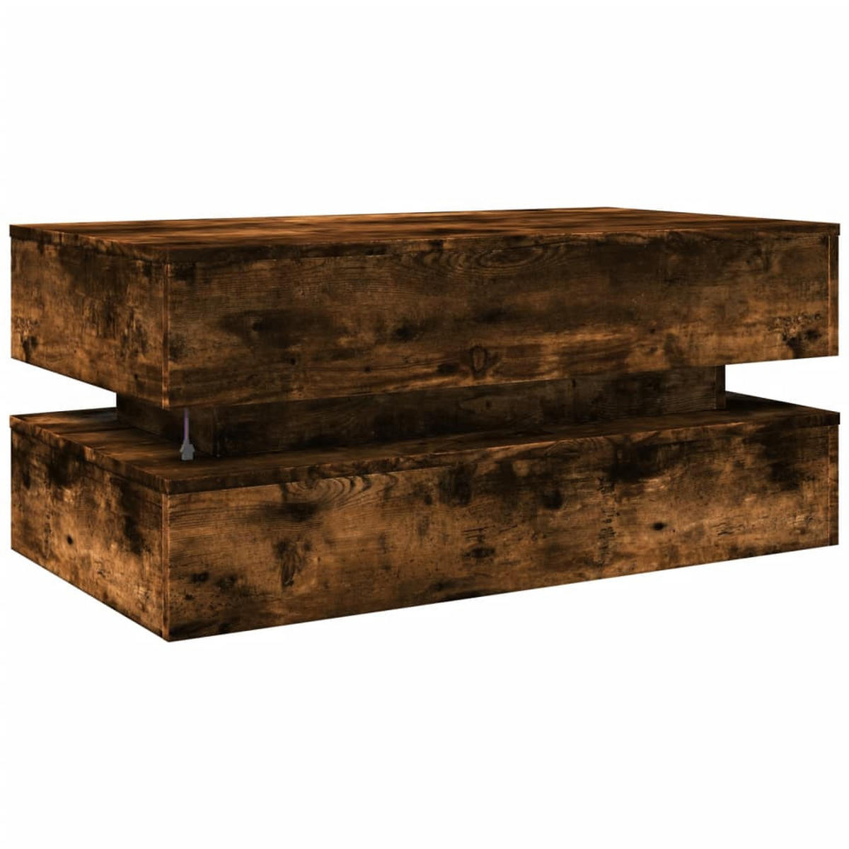 COUCHTISCH Moderner 90/50/40 cm aus Holzwerkstoff Räuchereiche-Dekor mit Led-Leuchten - Dunkelbraun, Holz (50/90/40cm) - vidaXL