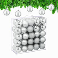 50XWEIHNACHTSKUGELN - Silberfarben, Kunststoff (6/7/6cm) - Relaxdays