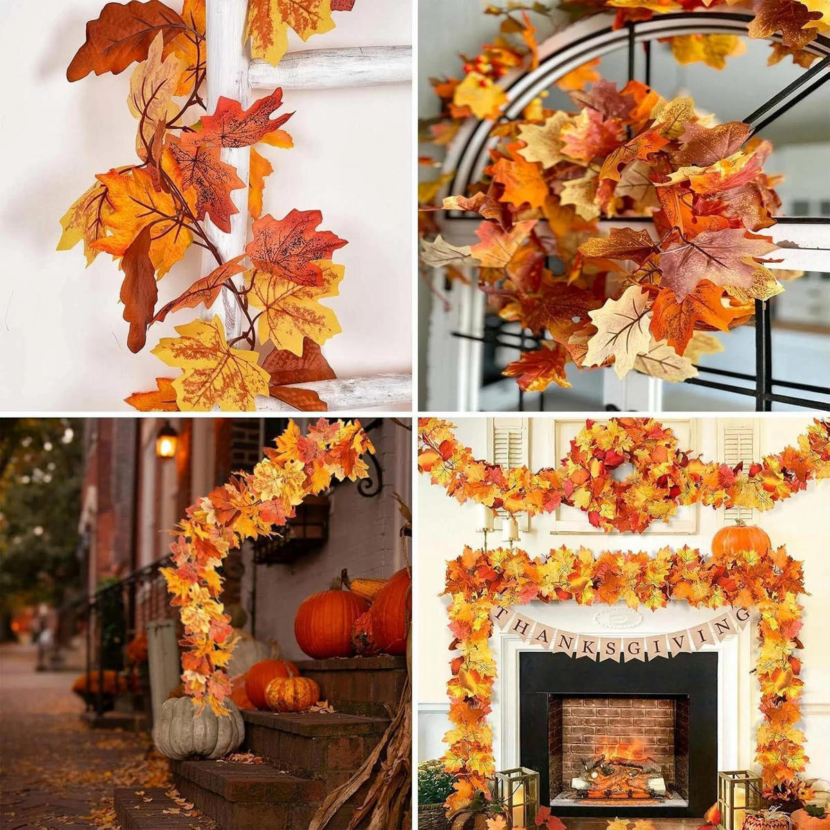 HERBSTGIRLANDE Ahornblätter 175 cm mit 2 Haken - Multicolor, Kunststoff (175cm)