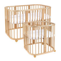 BABYBETT NATUR, 7in1 mit Matratze - Naturfarben, Holz (73/123cm) - waldin