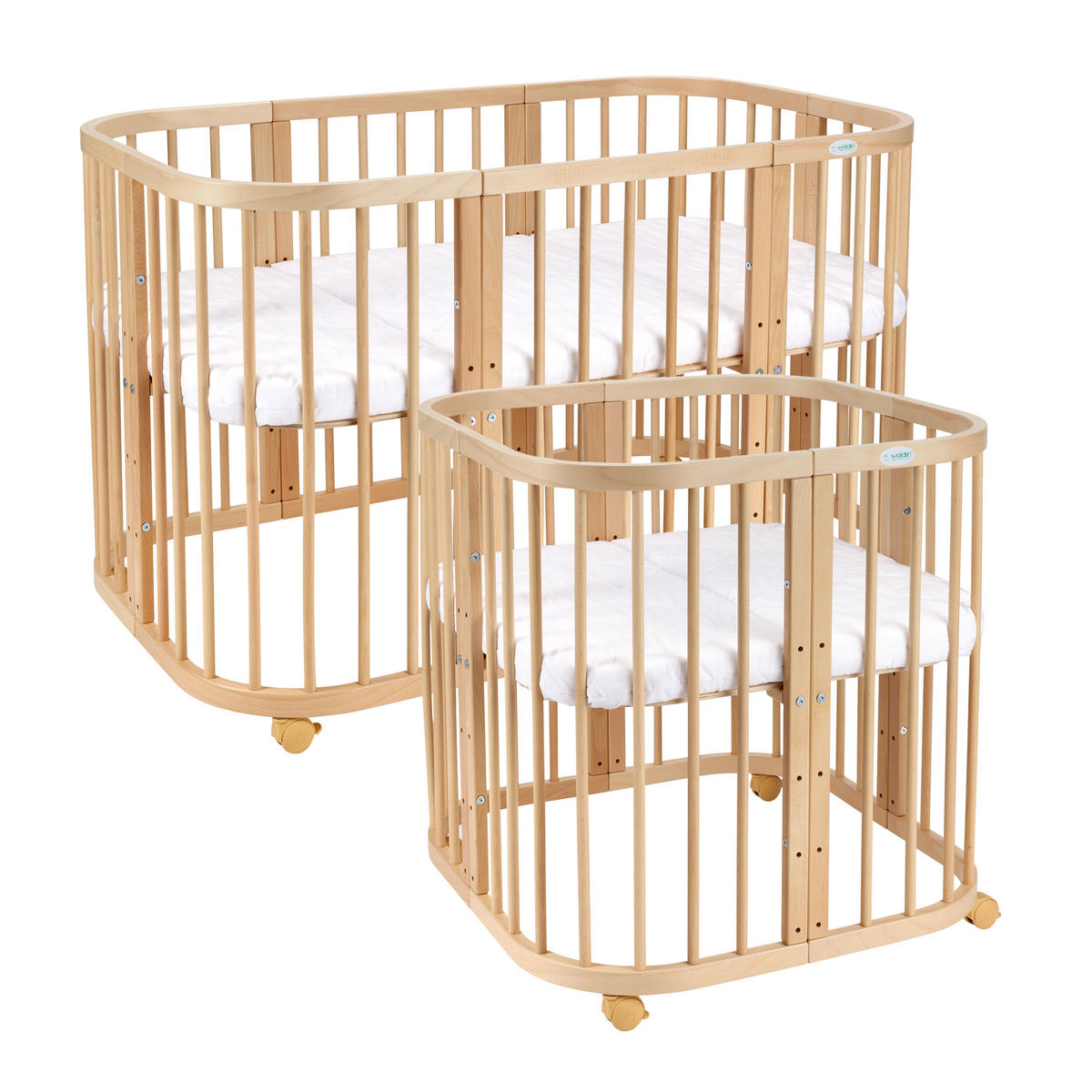 BABYBETT NATUR, 7in1 mit Matratze - Naturfarben, Holz (73/123cm) - waldin