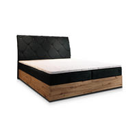 BOXBETT VELLANO 160x200 cm mit Matratze und Topper - Schwarz - Schwarz, Holz (160/200cm) - MASSENO