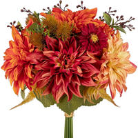 KUNSTBLUMENSTRAUSS 2er Set Hortensie Rosenbouquet 30cm Orange Rot - Multicolor, Kunststoff (36cm)