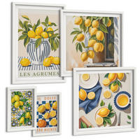 BILDER SET 5er Set - 50x50 cm & 20x30 cm & 40x60 cm Weißer Rahmen - Rustikale Cocktails mit Olivenblüten - Weiß, Kunststoff (40/60cm) - TULUP