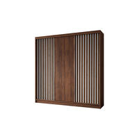 SCHWEBETÜRENSCHRANK Erika 240 cm mit Lamellen ohne Spiegel 3-türig, Nuss Warmia, weiß - Dunkelbraun/Weiß, Kunststoff (240/216/51cm) - Margaret Hadas24