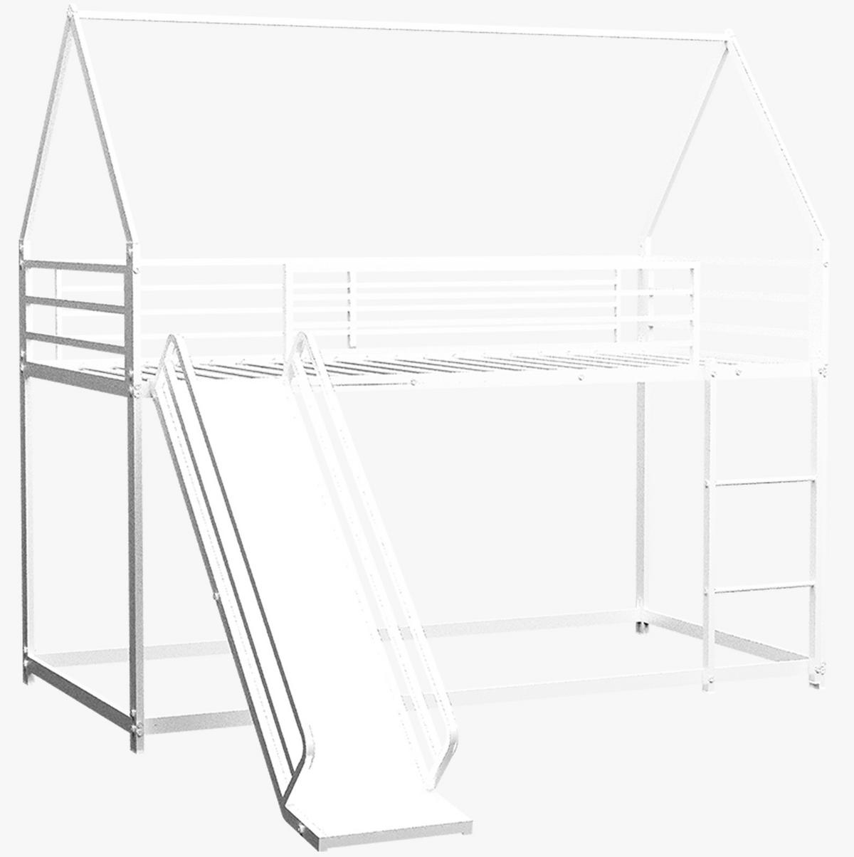 ETAGENBETT mit Rutsche 90x190 cm Metall Weiß - Weiß, Holzwerkstoff (90/190cm) - Beauniv