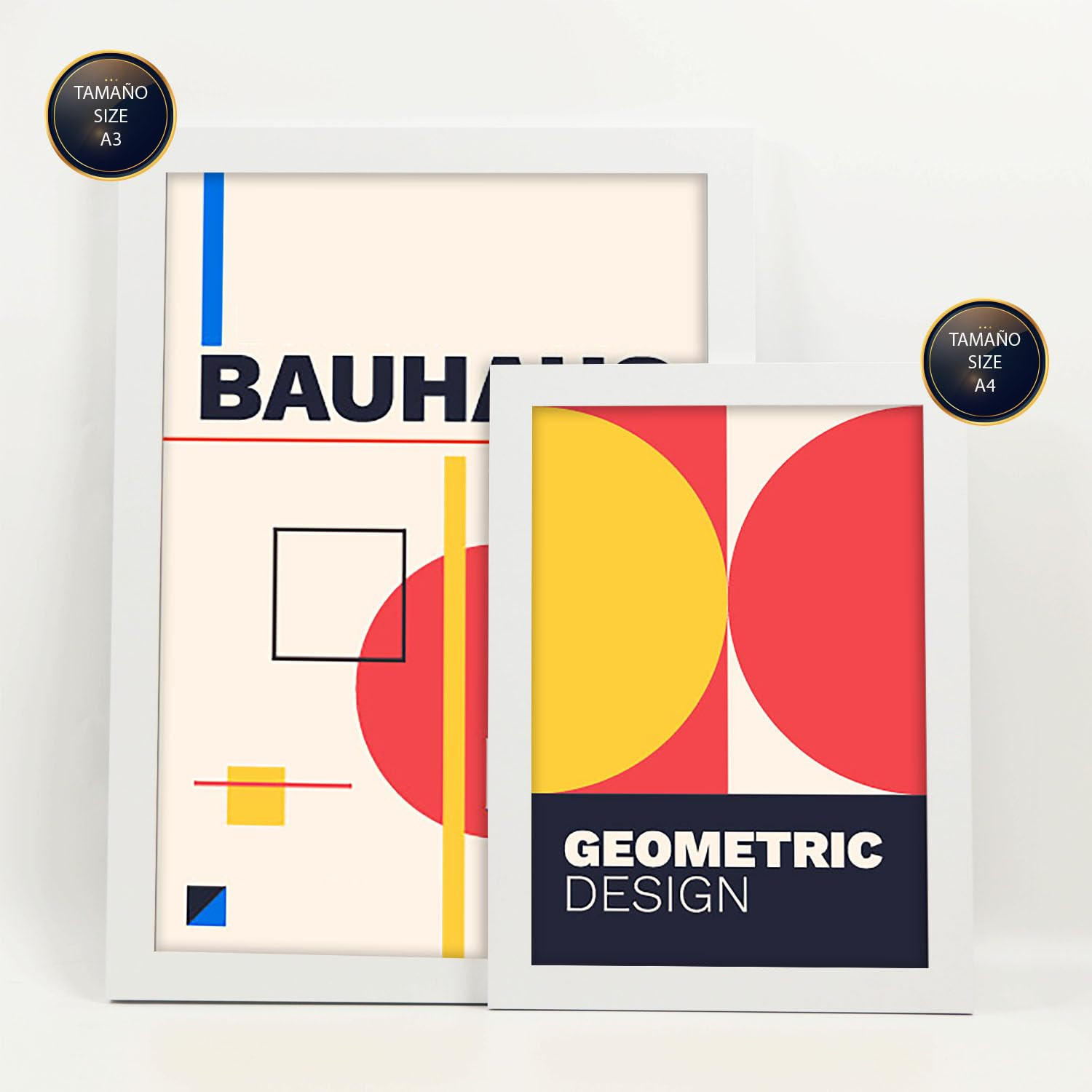 POSTER Set Mit 6 Drucken Im Bauhaus 2 Geometrische Designkollektion Drucke Mit Frames Ästhetische Dekorative Rahmen Für Zuhause A3 & A4 Weißer Rahmen - Weiß, Papier (29/3cm) - Nacnic