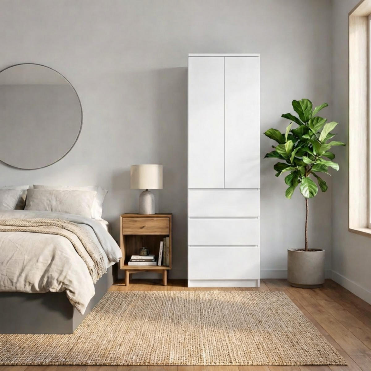 MEHRZWECKSCHRANK 2-türig mit 3 Einlegeböden & 3 Schubladen in Weiß - Weiß, Holzwerkstoff (50/180.5/40cm) - Home Collective