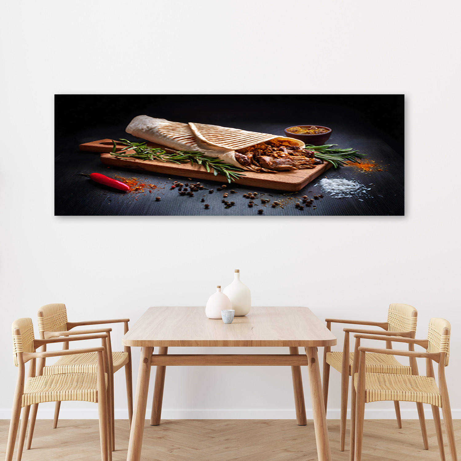 WANDBILD kebab kebap gewürze für die küche - Schwarz, Textil (90/30cm) - Feeby