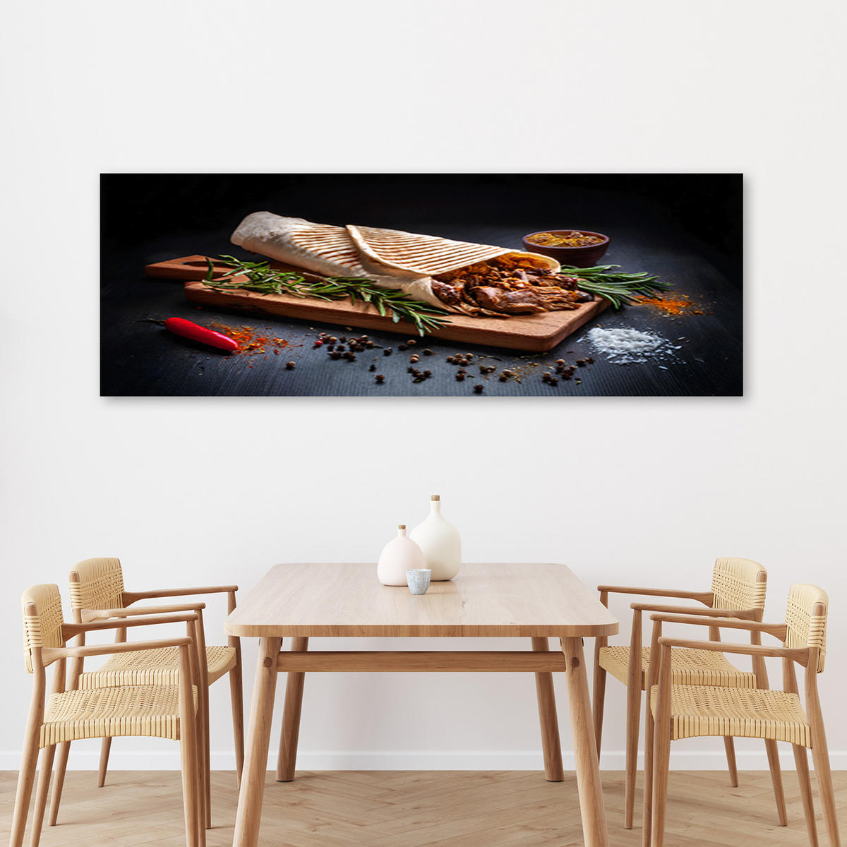 WANDBILD kebab kebap gewürze für die küche - Schwarz, Textil (90/30cm) - Feeby