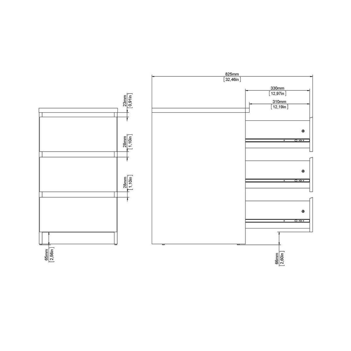 KOMMODE Schwarz 40.4/50/70.1 cm - Schwarz, Holzwerkstoff (50/70.1/40.4cm) - DMORA