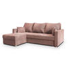 ECKSOFA NIDA Rosa Geflochtener Stoff mit Schlaffunktion - Rosa, Holz (220/143cm) - MASSENO