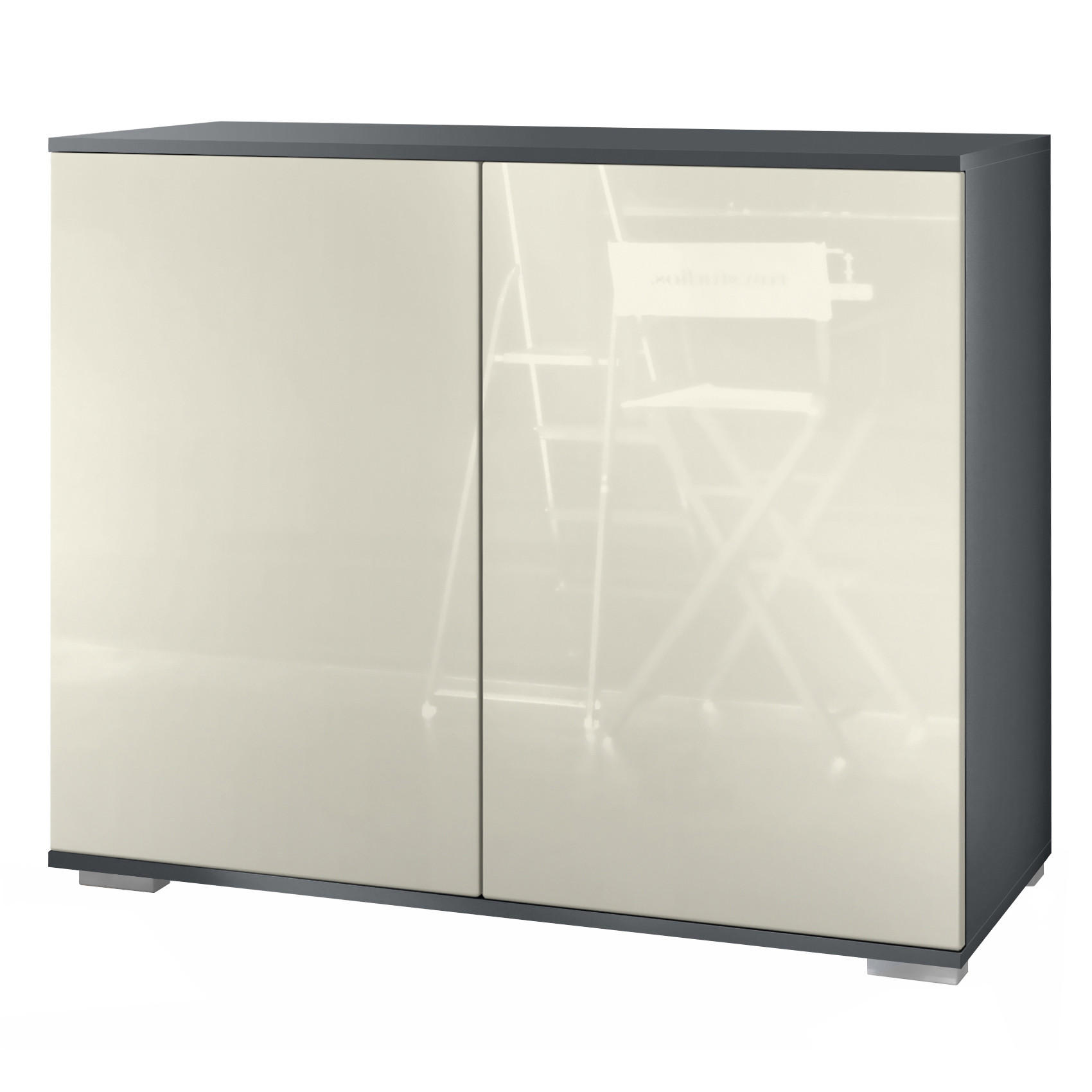 KOMMODE Skadu Creme Hochglanz - Creme, Holzwerkstoff (92.5/75.5/35cm) - Vladon