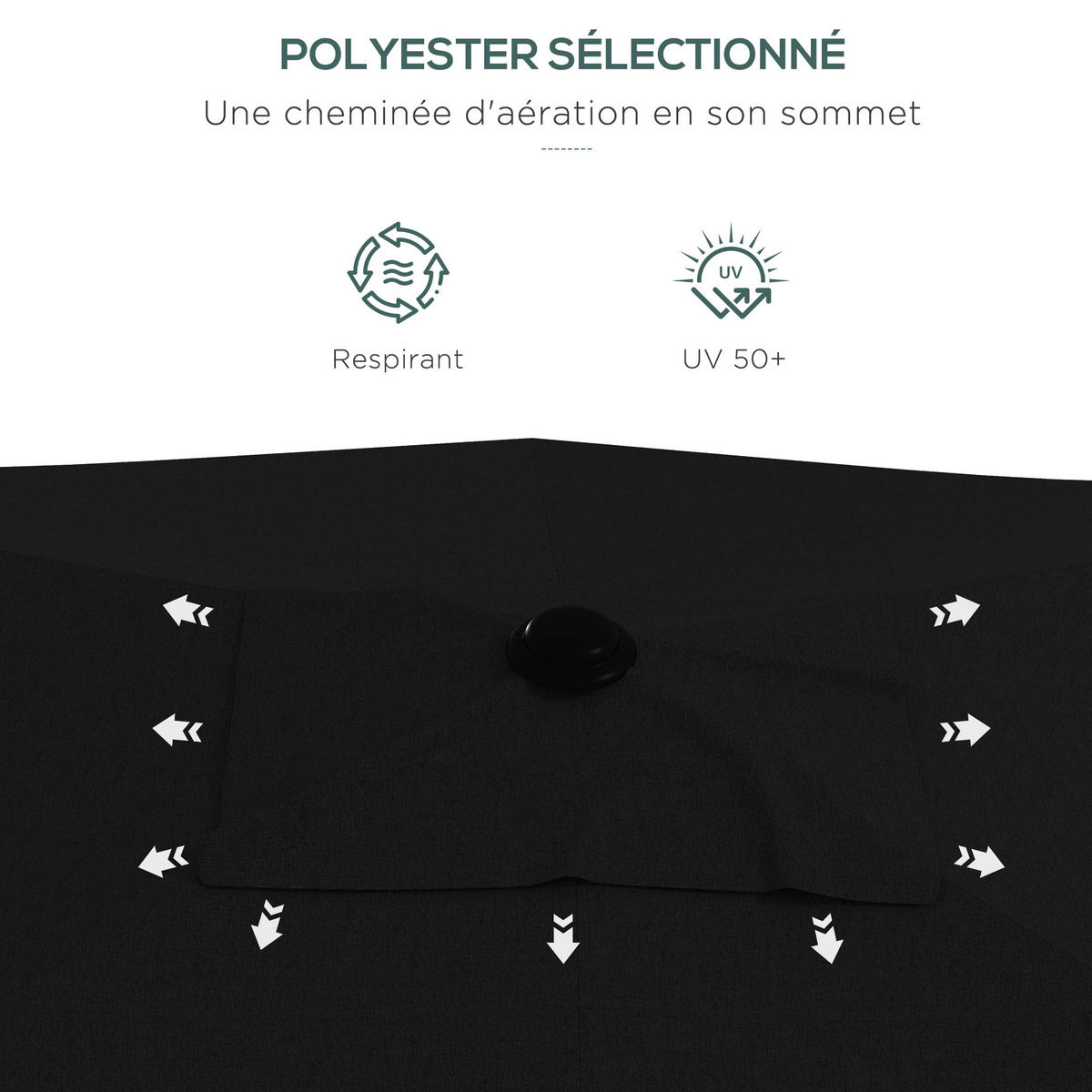 SONNENSCHIRM DE-11460 rechteckig, neigbar, 3 x 2 m Schwarz - Schwarz, Metall (200/290cm) - ComfortXL