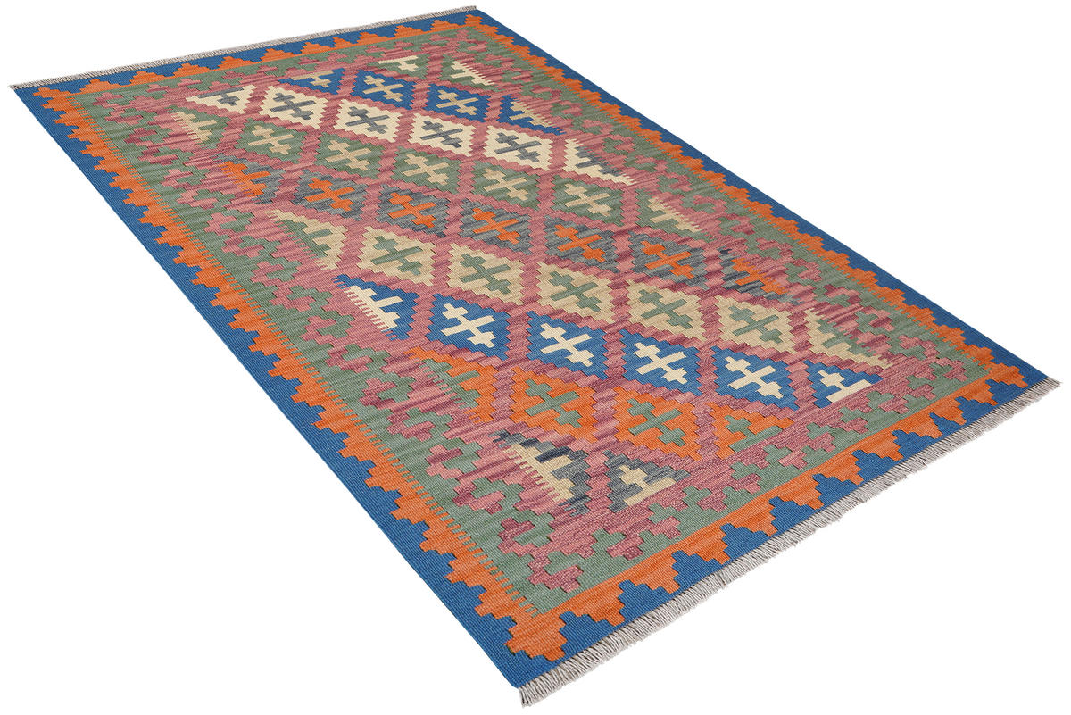 HANDWEBTEPPICH Kelim Gashgai Rosa 179/124 cm Schurwolle - Pink, Textil (124/179cm) - Looma