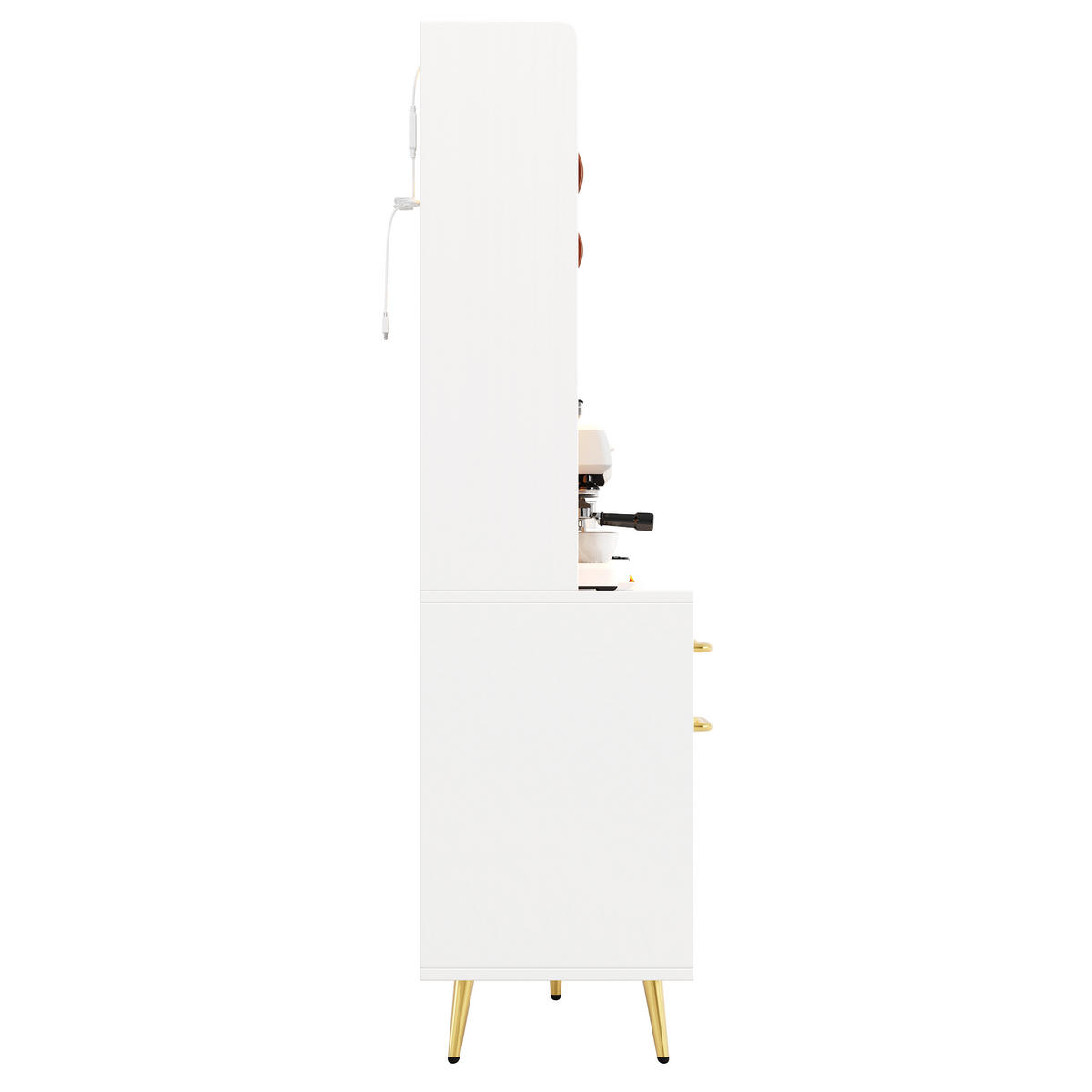 BUFFET DE-38428 145/39/171 cm mit LED-Beleuchtung und Lochwand Weiß - Weiß, Holzwerkstoff (145/171/39cm) - ComfortXL