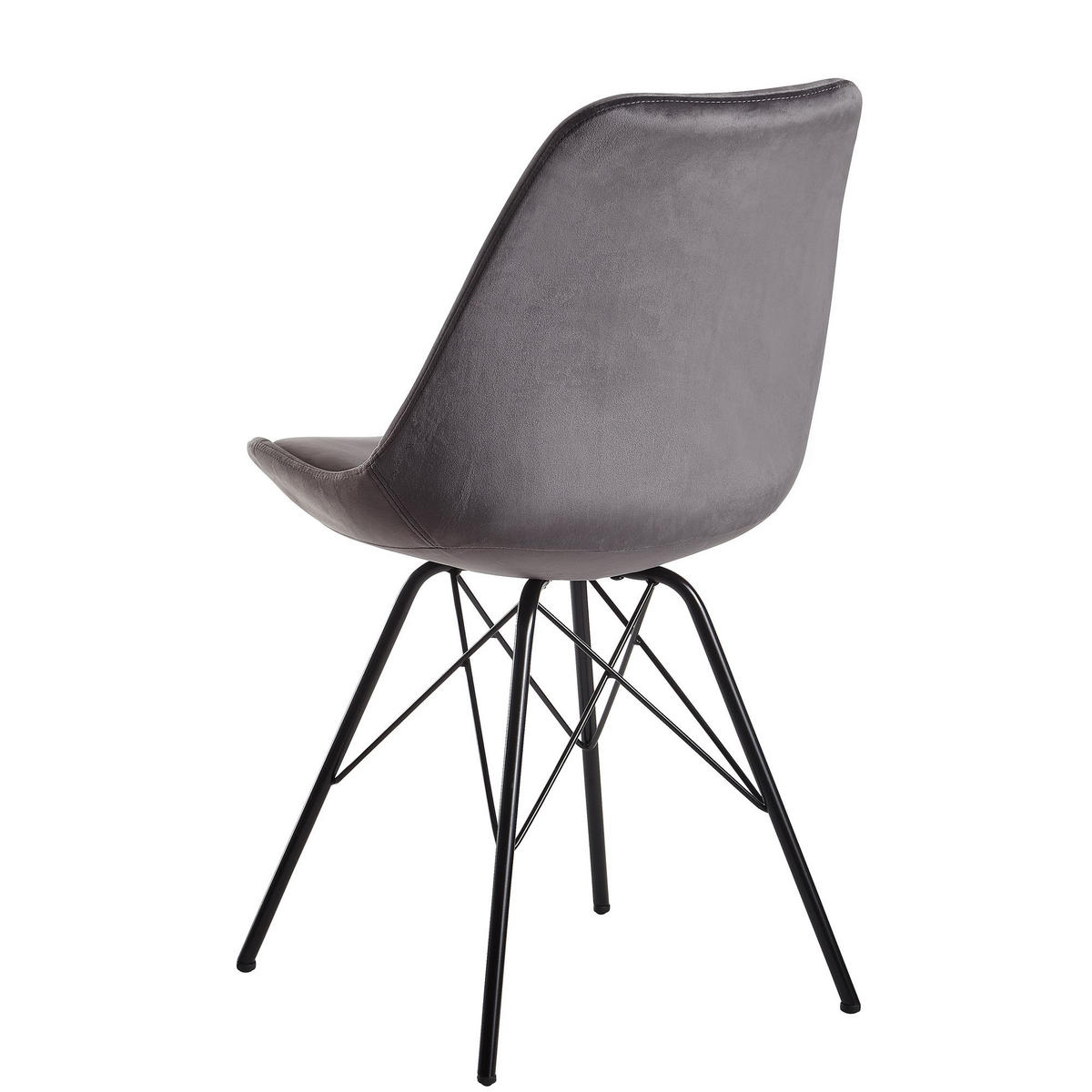 ESSZIMMERSTUHL 2er Set mit Metallgestell Skandinavisch gepolstert, Grau-Schwarz 58x48x86 cm - Schwarz/Grau, Textil/Metall (58/86/48cm) - KADIMA DESIGN