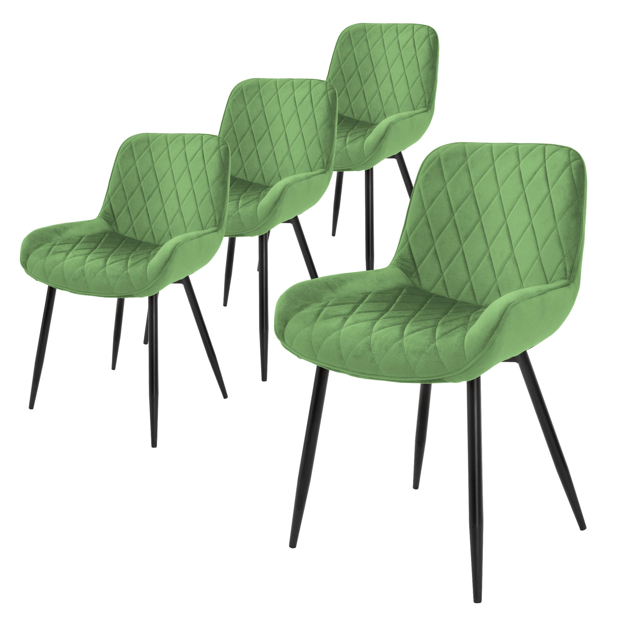 ESSZIMMERSTUHL Samt Grün 4er Set - Grün, Metall (60/81/54cm) - ML-DESIGN
