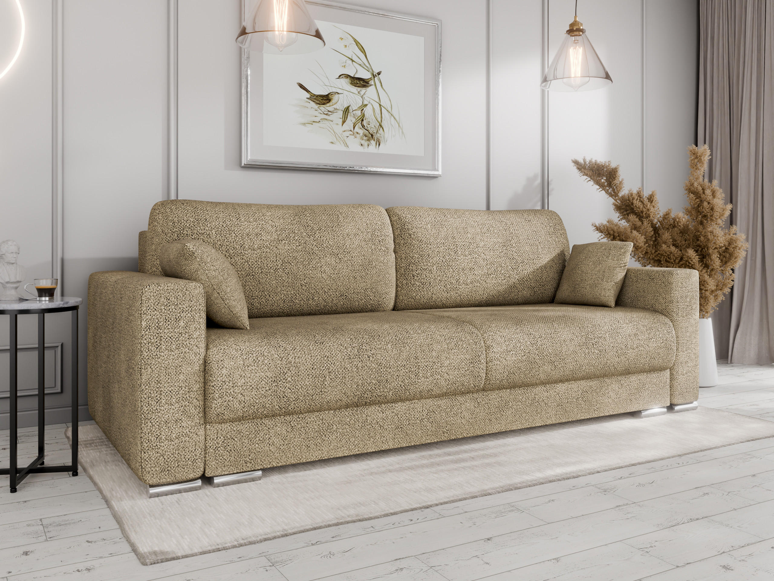 SCHLAFSOFA Calma mit Bettkasten 3-Sitzer modernen Stil, Mokka - Mokka, Holz (229/87/97cm) - Panda Möbel