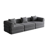 SCHLAFSOFA aus Chenille Grau 2-in-1 mit Armlehnen-Ablagefach und flexibler Modulnutzung - Grau, Textil (91.4/69.8/274cm) - Modfu