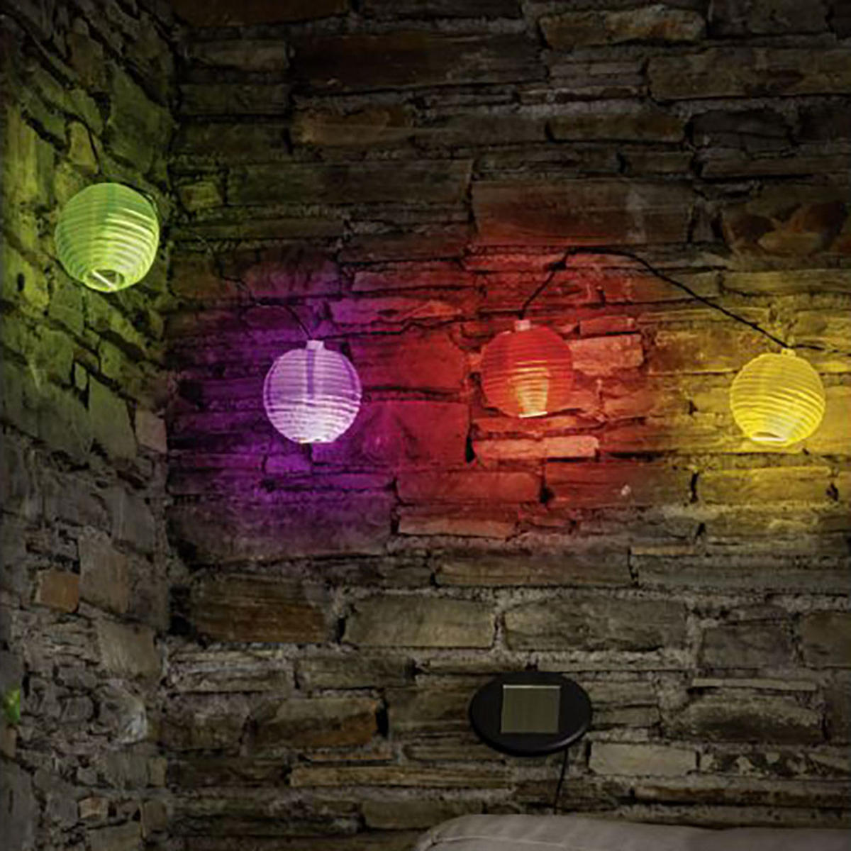 LED AUSSENLEUCHTE Solarleuchte Bunt - Multicolor, Textil (430cm) - Eglo