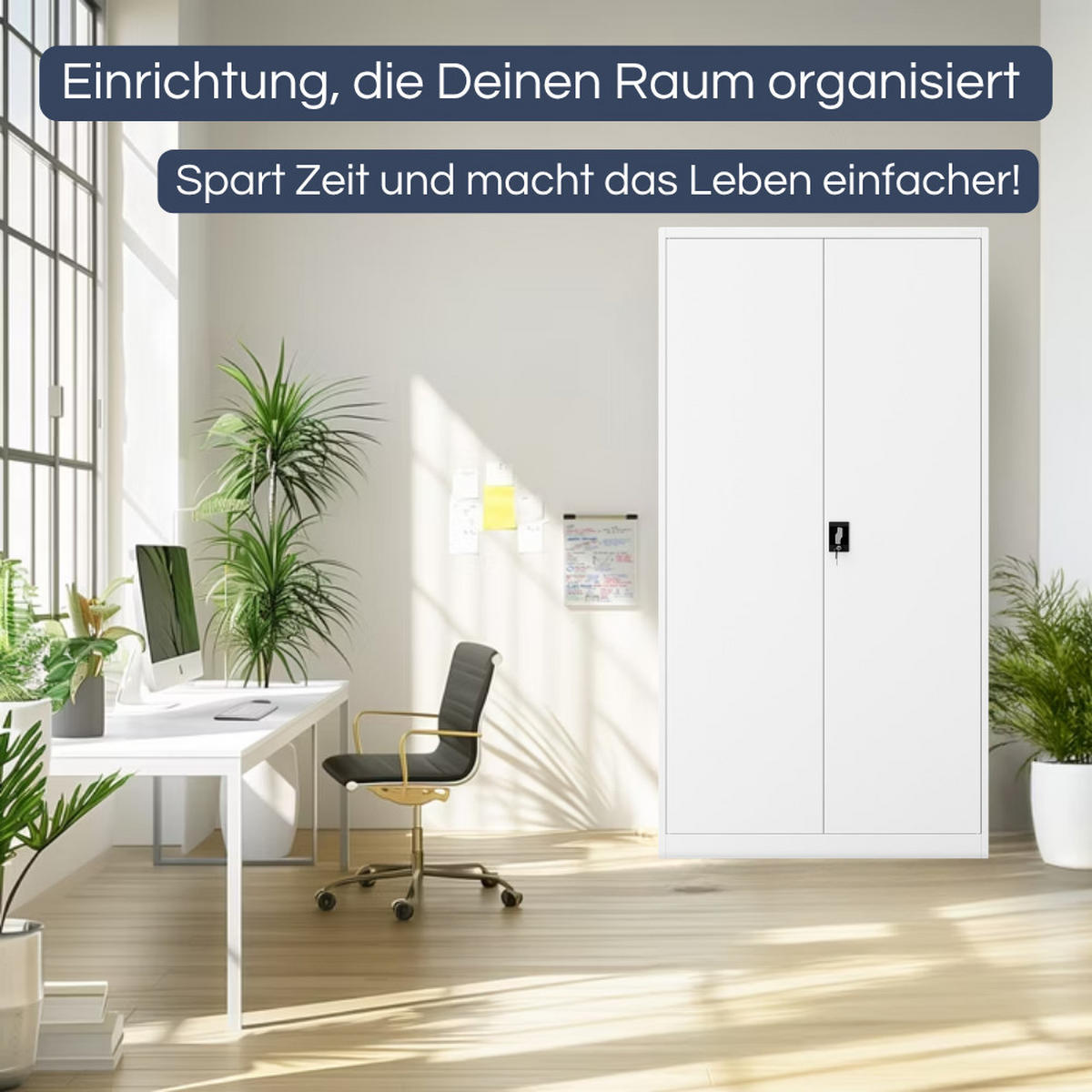 AKTENSCHRANK abschließbar JAN Flügeltüren 220x115x40cm Weiß - Weiß, Metall (115/220/40cm) - Jan Nowak