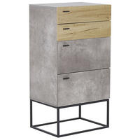KOMMODE 4 Schubladen Betonoptik/heller Holzfarbton Acra - Hellbraun/Schwarz, Holzwerkstoff (52/106/41cm) - Beliani