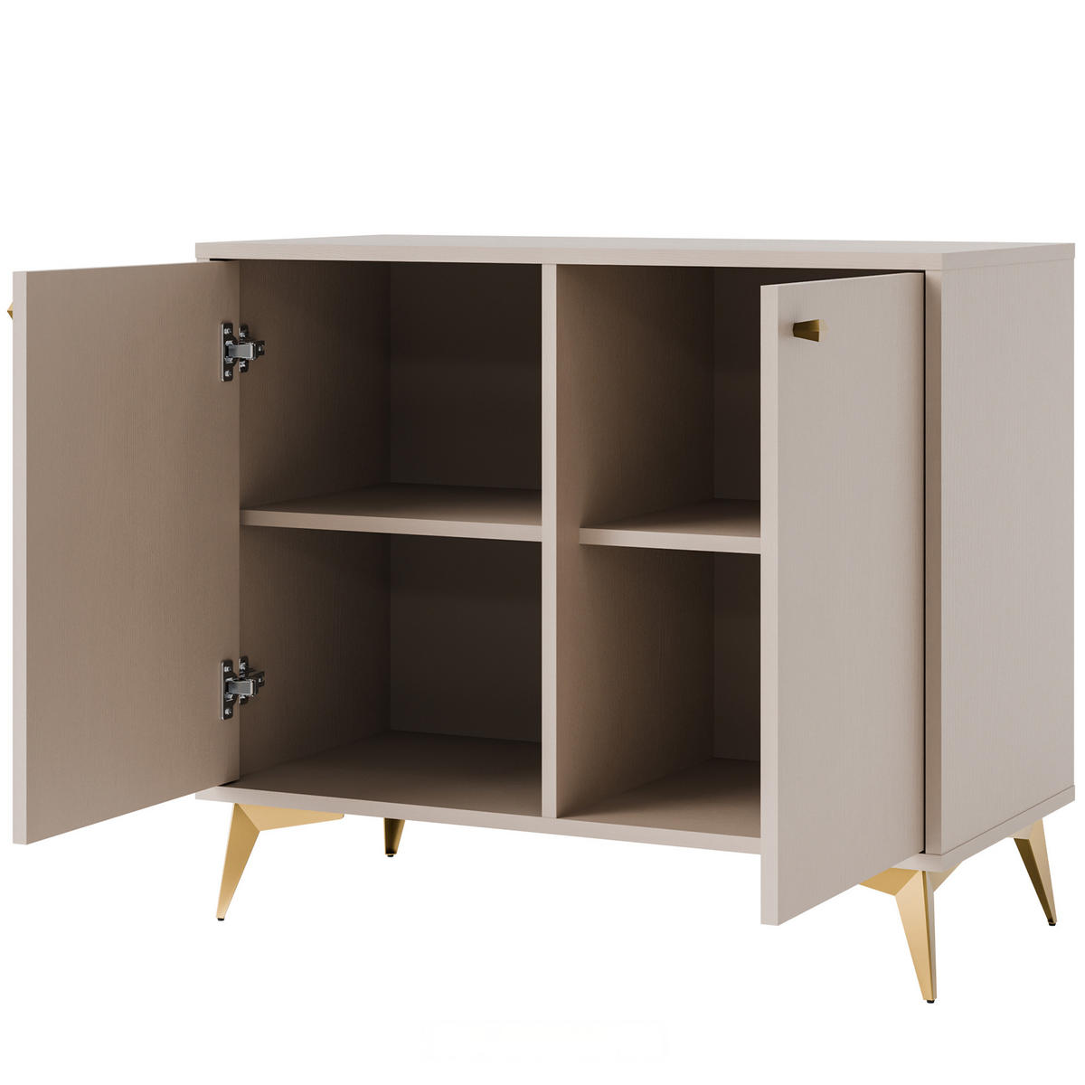 KOMMODE FLOREN, Creme/Gold - Creme, Holzwerkstoff/Metall (83.6/72.4/40.8cm) - KONSIMO®