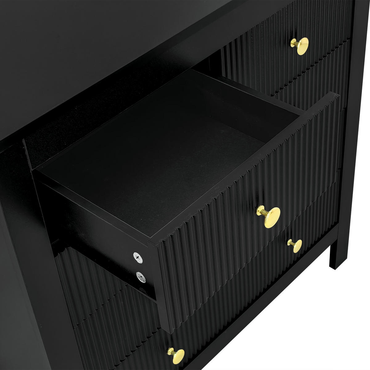 KOMMODE in Schwarz mit Spezialtüren und 5 Schubladen für Wohnzimmer, B79/T39.5/H80.5 cm - Schwarz, Holzwerkstoff (79/80.05/39.5cm) - STILVORA