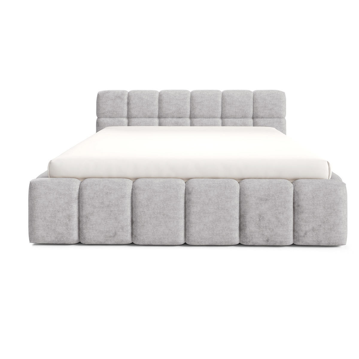 POLSTERBETT NUBO Medium 140x200 cm mit Bettkasten – PERFECT HARMONY 80 - Hellgrau, Holz - Dekori_Interiors