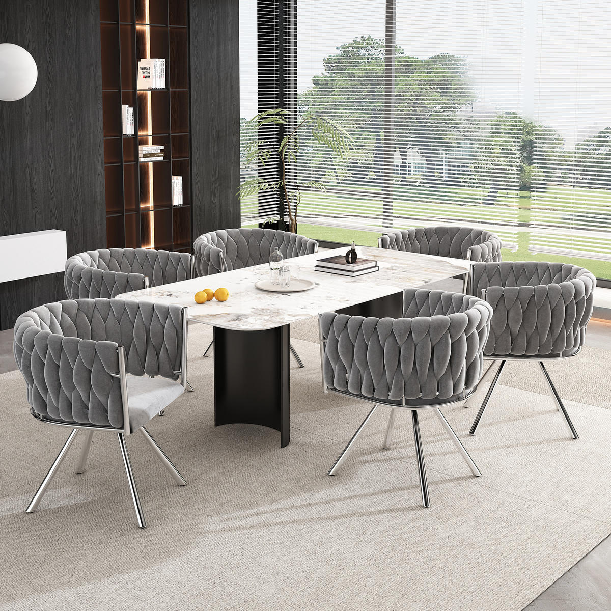 ESSZIMMERSTUHL 4er Set Samt Drehstuhl Grau Silber Metall - Grau, Textil (54.2/71.5/59.5cm) - FLIEKS