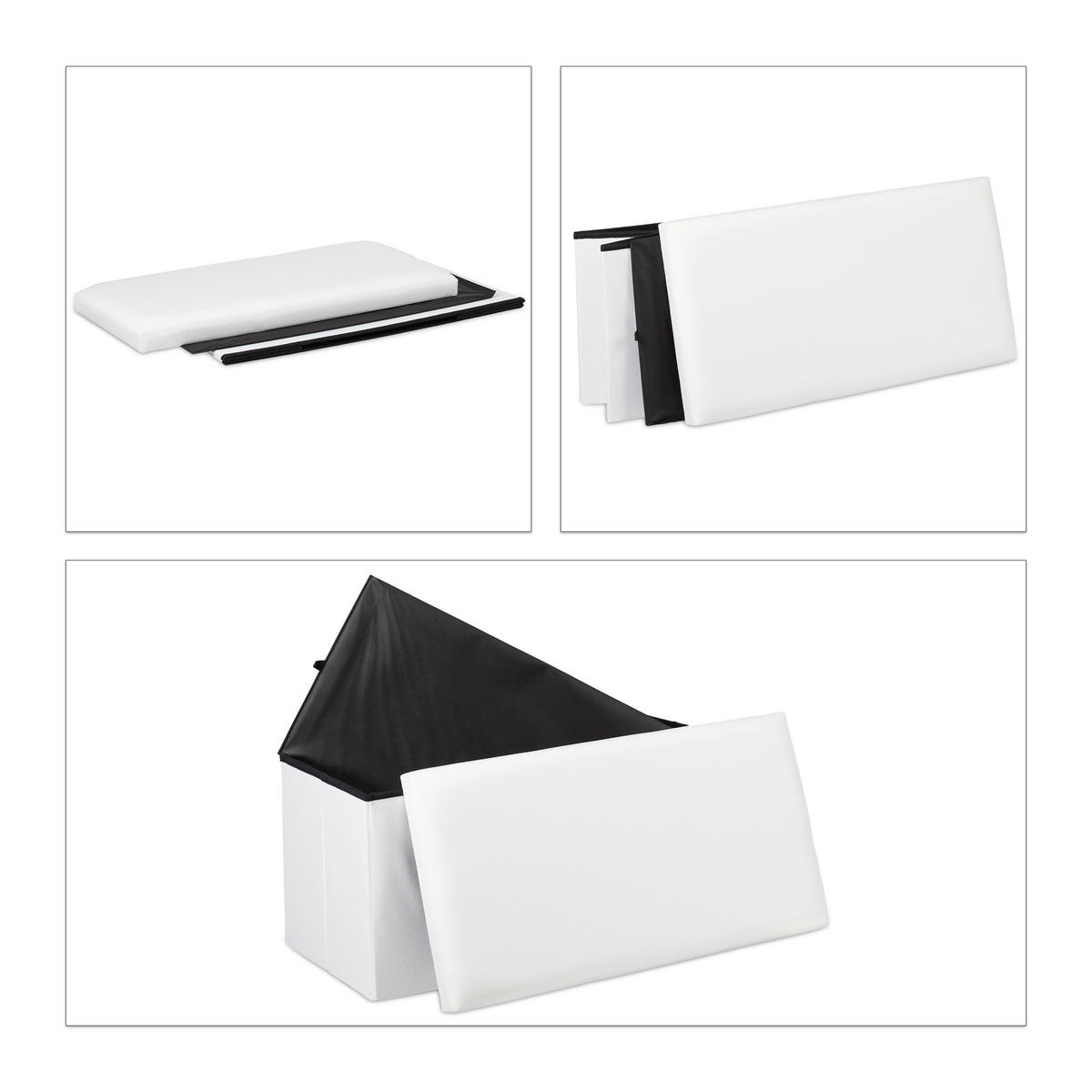 SITZBANK - Weiß, Holzwerkstoff/Textil (76.5/38/38.5cm) - Relaxdays