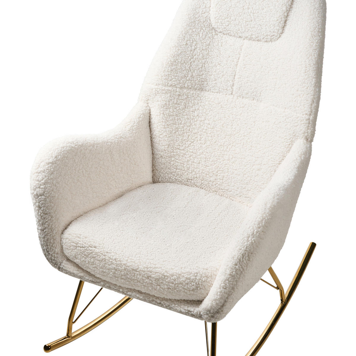 SCHAUKELSESSEL Cremeweiß Gulsele - Goldfarben/Weiß, Textil (70/105/95cm) - Beliani