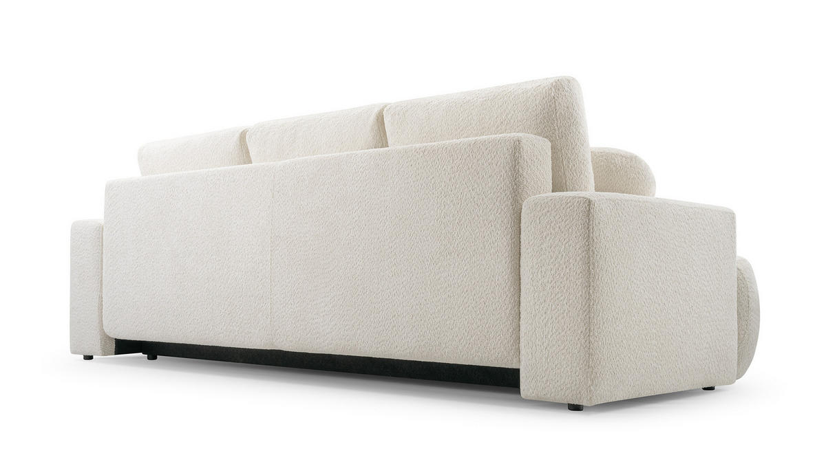 SOFA VELOS Schlaffunktion Bouclé - Hellgrau/Schwarz, Kunststoff/Textil (248/94/110cm) - Luxkor24