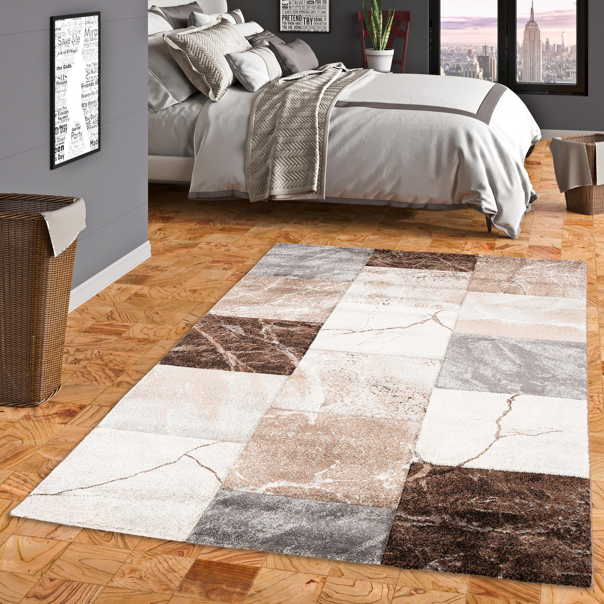 DESIGNER TEPPICH MAUI MARMOR OPTIK - Grau, Textil (120/170cm) - Pergamon