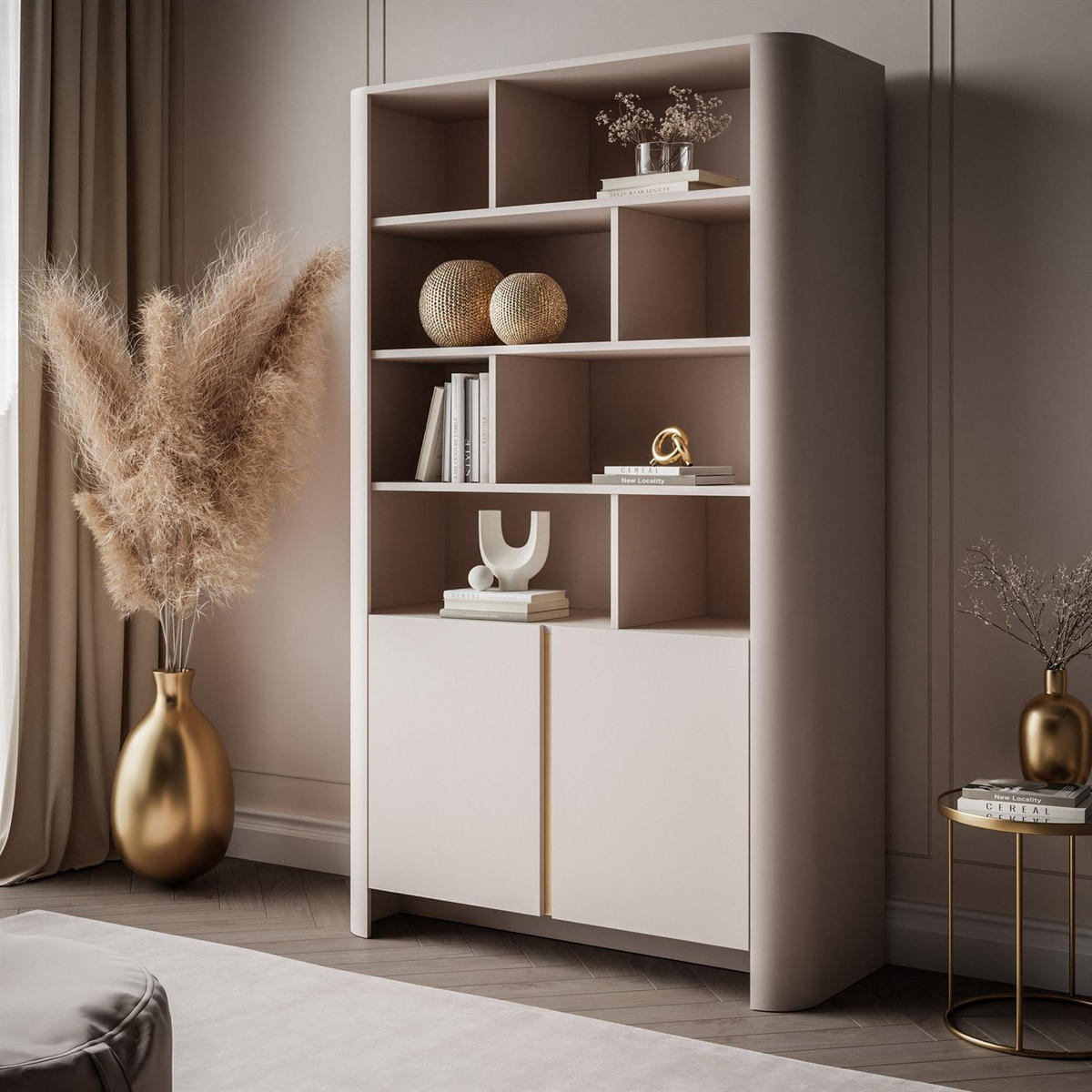 STANDREGAL DESTINY Kaschmir, zweitürig mit offenen Regalböden - Kaschmir, Holzwerkstoff (103/170/39cm) - Lookway