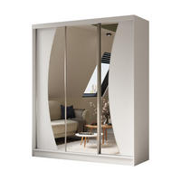 KLEIDERSCHRANK mit Spiegel-Schiebetüren und Aluminium-Leisten, LED-Beleuchtung - VOXI - 180 cm Weiß - Weiß, Holzwerkstoff (180/216/61cm) - ALTDECOR