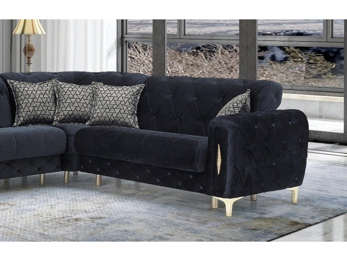 ECKSCHLAFSOFA Patna Schwarz - Langer Schenkel Links - Schwarz, Holzwerkstoff/Kunststoff (315/245cm) - Villa Möbel