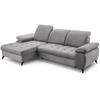 ECKSCHLAFSOFA Bello hellgrau links - Hellgrau/Schwarz, Textil (265/156cm) - Beautysofa