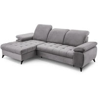 ECKSCHLAFSOFA Bello hellgrau links - Hellgrau/Schwarz, Textil (265/156cm) - Beautysofa