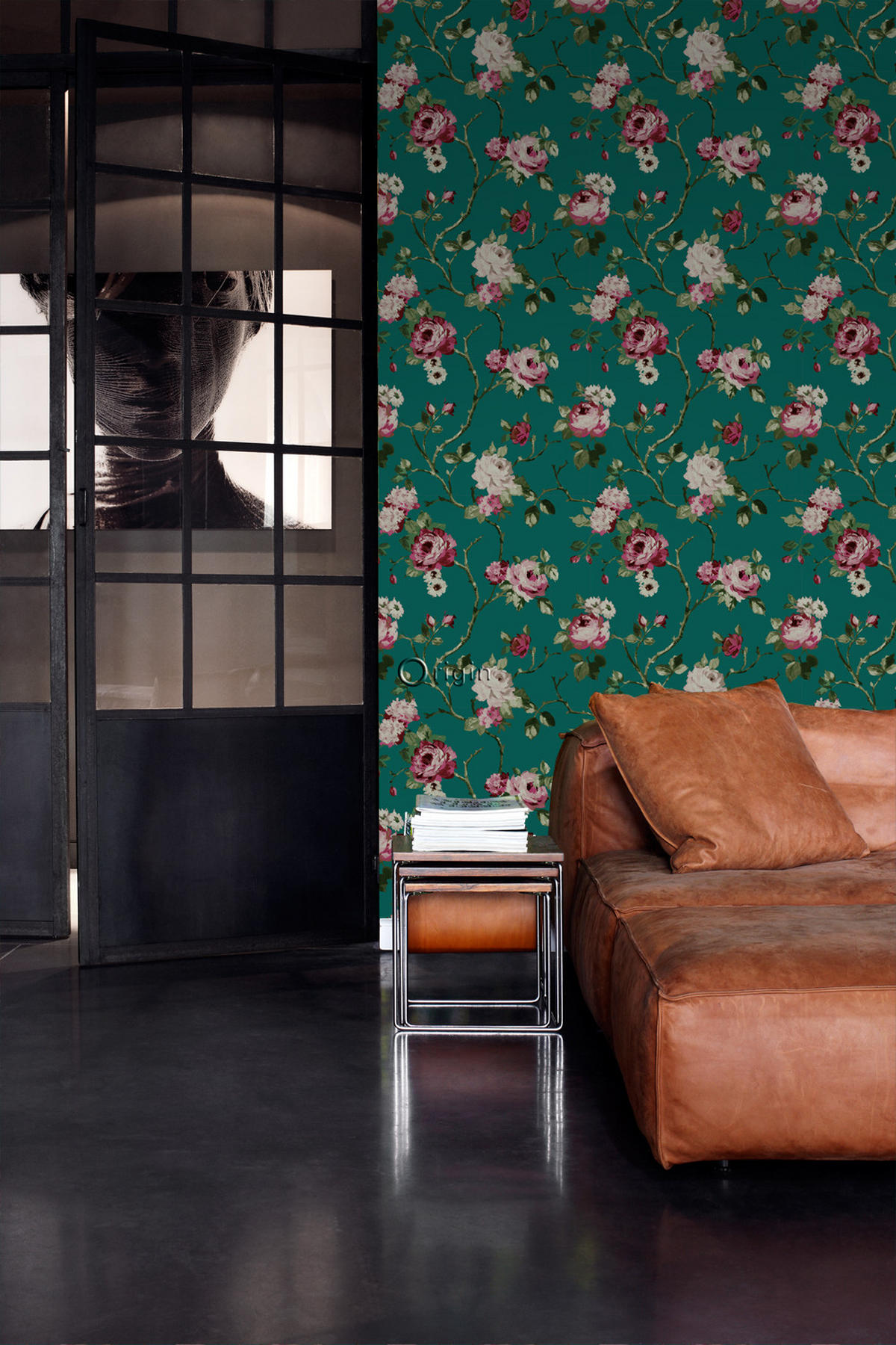 TAPETE Blumen 53 cm x 10.05 m - Grün, Papier (53/1000cm) - Origin Wallcoverings